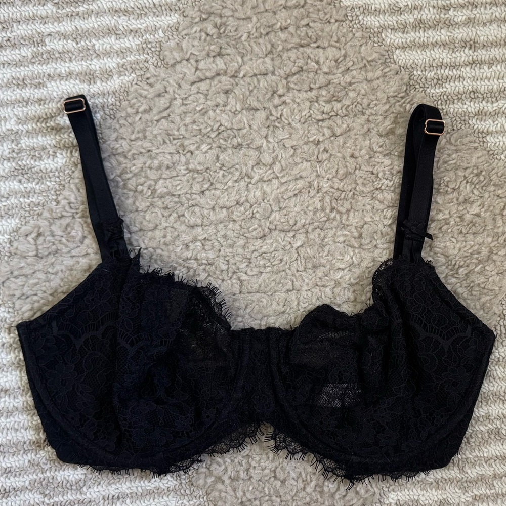 Victorias Secret Black Lace Balconette Bralette